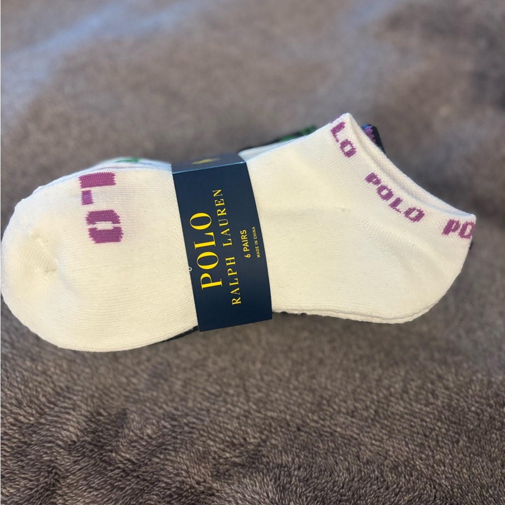 Polo Ralph Lauren Low Cut Socks 6 Pairs women’s Sz 4-10.5 NWT